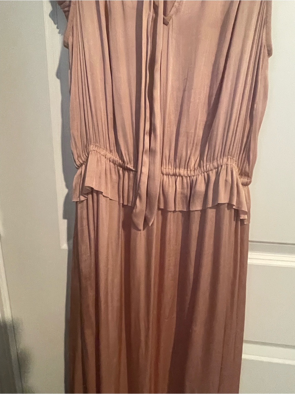Women’s Pink Ruffle Maxi Dress Banana Republic 6 Cottage Core Tiered Ruffles - Picture 2 of 10